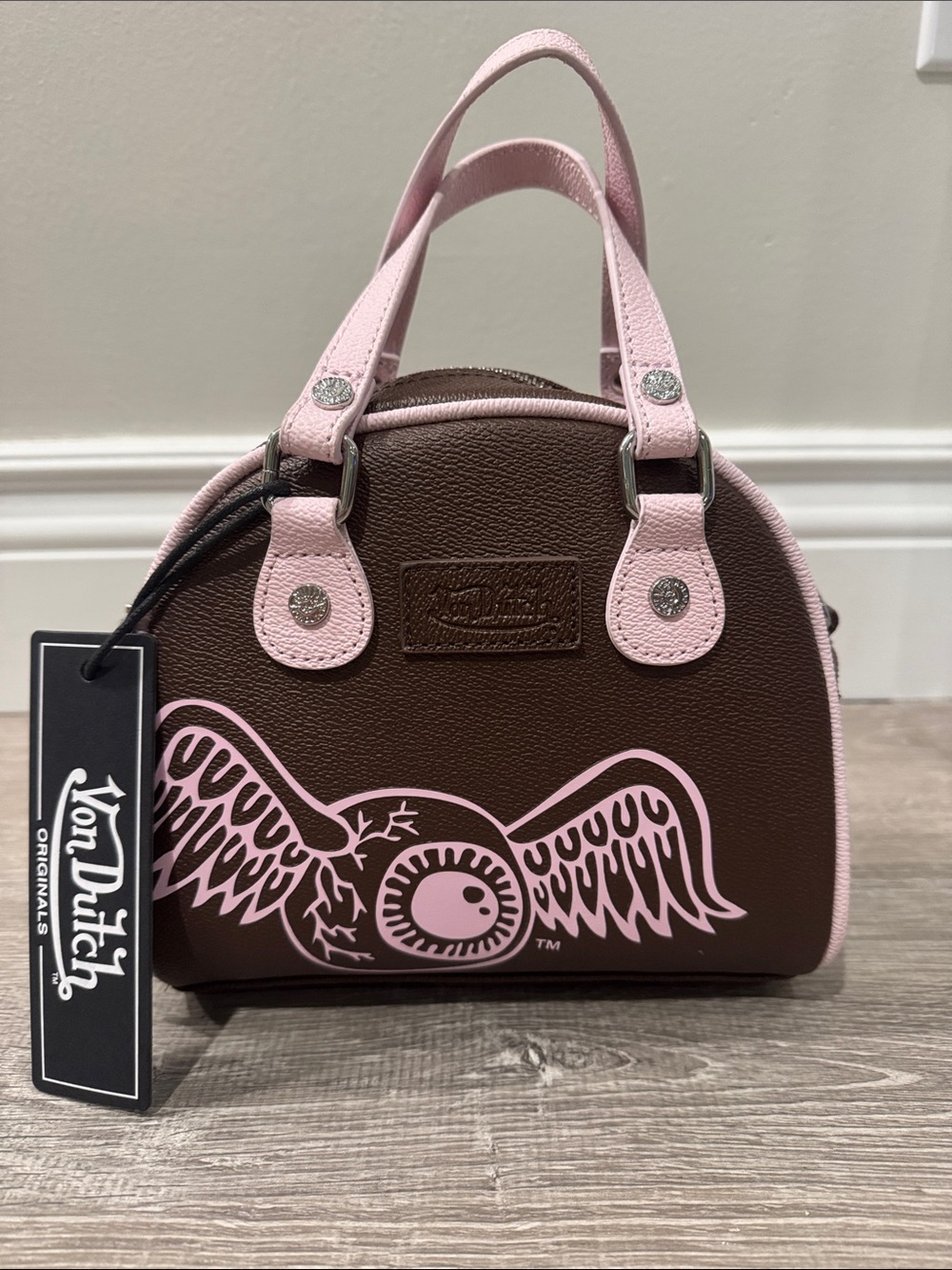 Von Dutch Brown & Pink Tone Bowling Bag